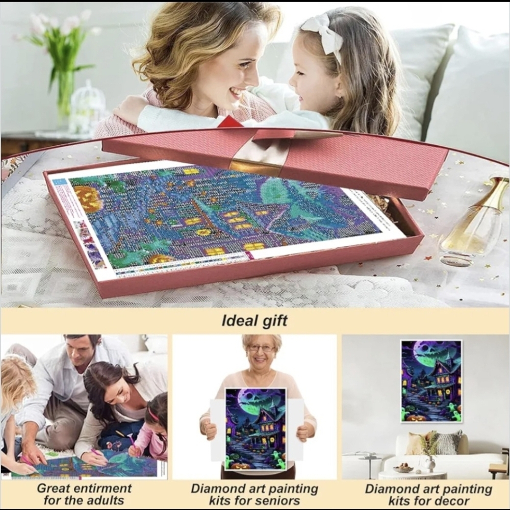 Halloween Creepy Moon Haunted House 5D Diamond Painting Kit New - Picture 6 of 7